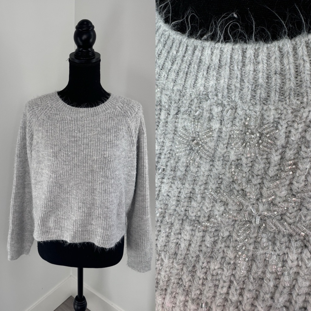 ASOS Silver Beaded Snowflake Thick Women’s Sweater (Sz 6)